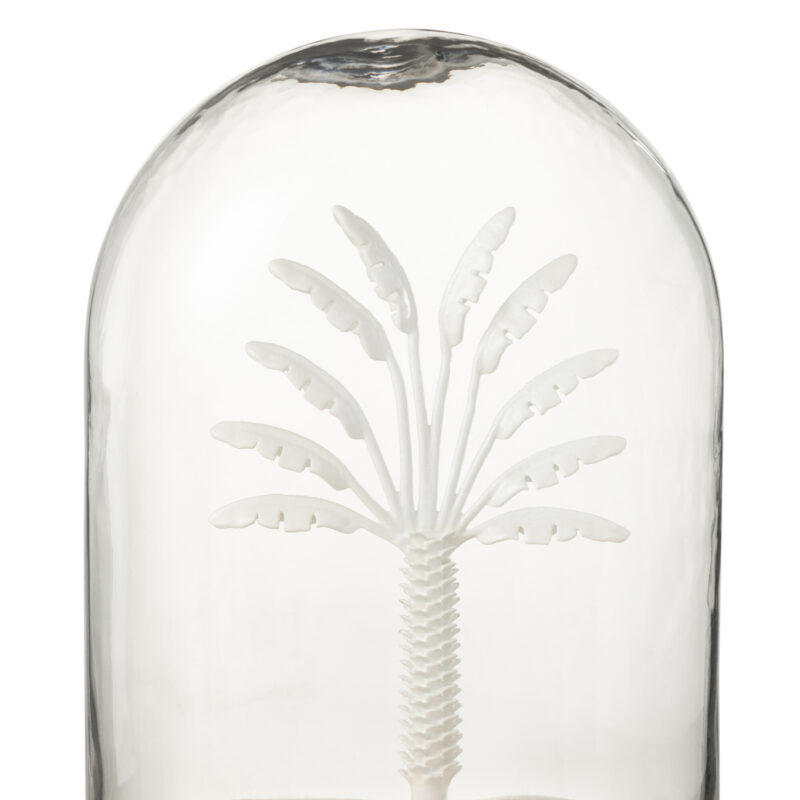 Große Bell Jar Palmen-Dekoration aus Glas und Metall