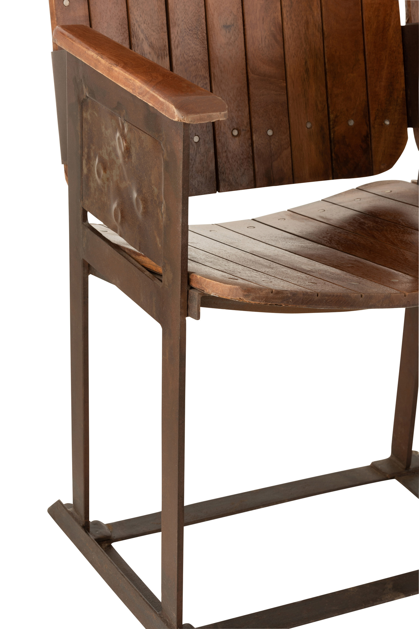 3‑sitzige Vintage-Bank aus Mangoholz mit Metallgestell – Bild 4