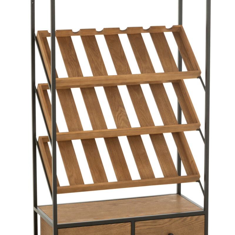 Bar-Schrank Wine aus Furnier in Natur und Schwarz