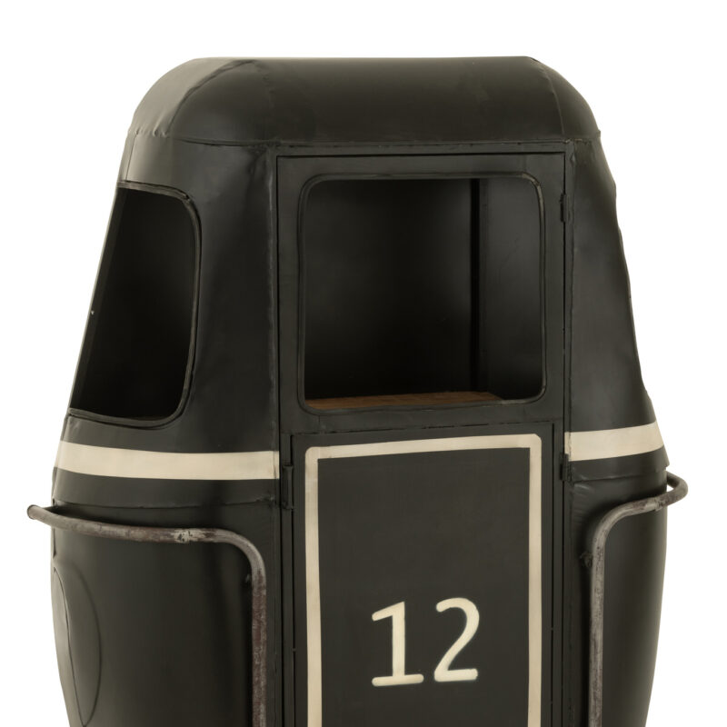 Bar- und Getränkeschrank aus Fichtenholz und Metall in Natur und Schwarz