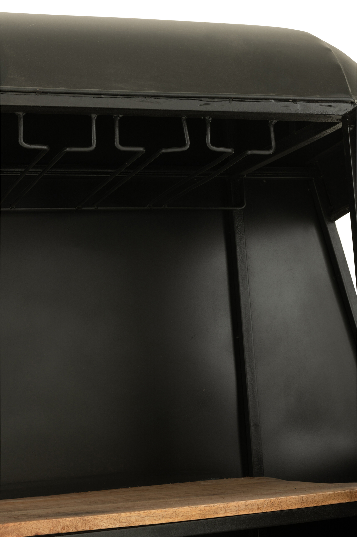 Bar- und Getränkeschrank aus Fichtenholz und Metall in Natur und Schwarz – Bild 11