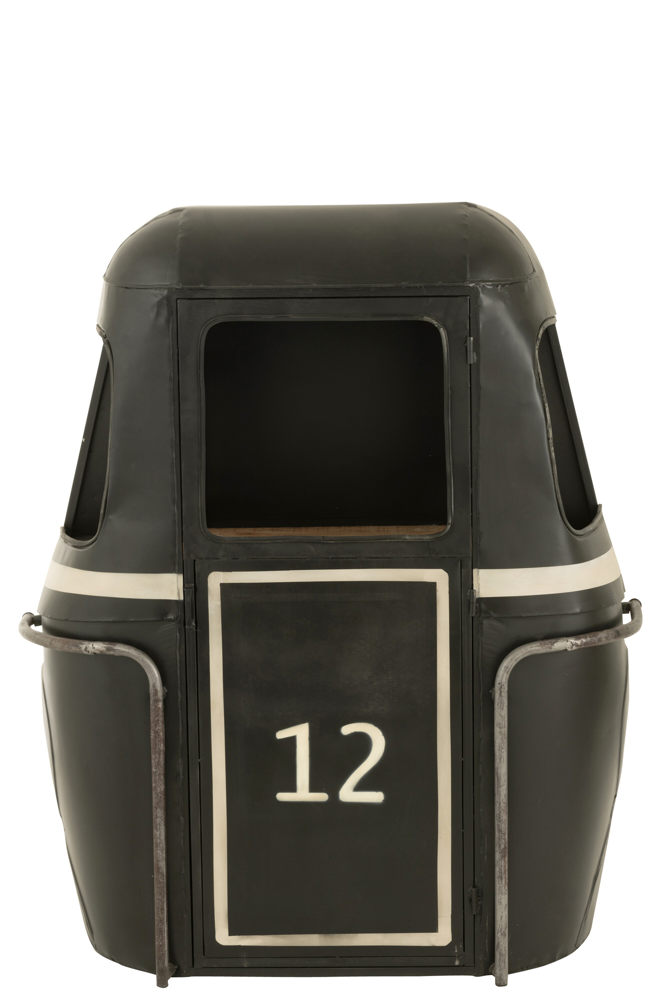 Bar- und Getränkeschrank aus Fichtenholz und Metall in Natur und Schwarz – Bild 5