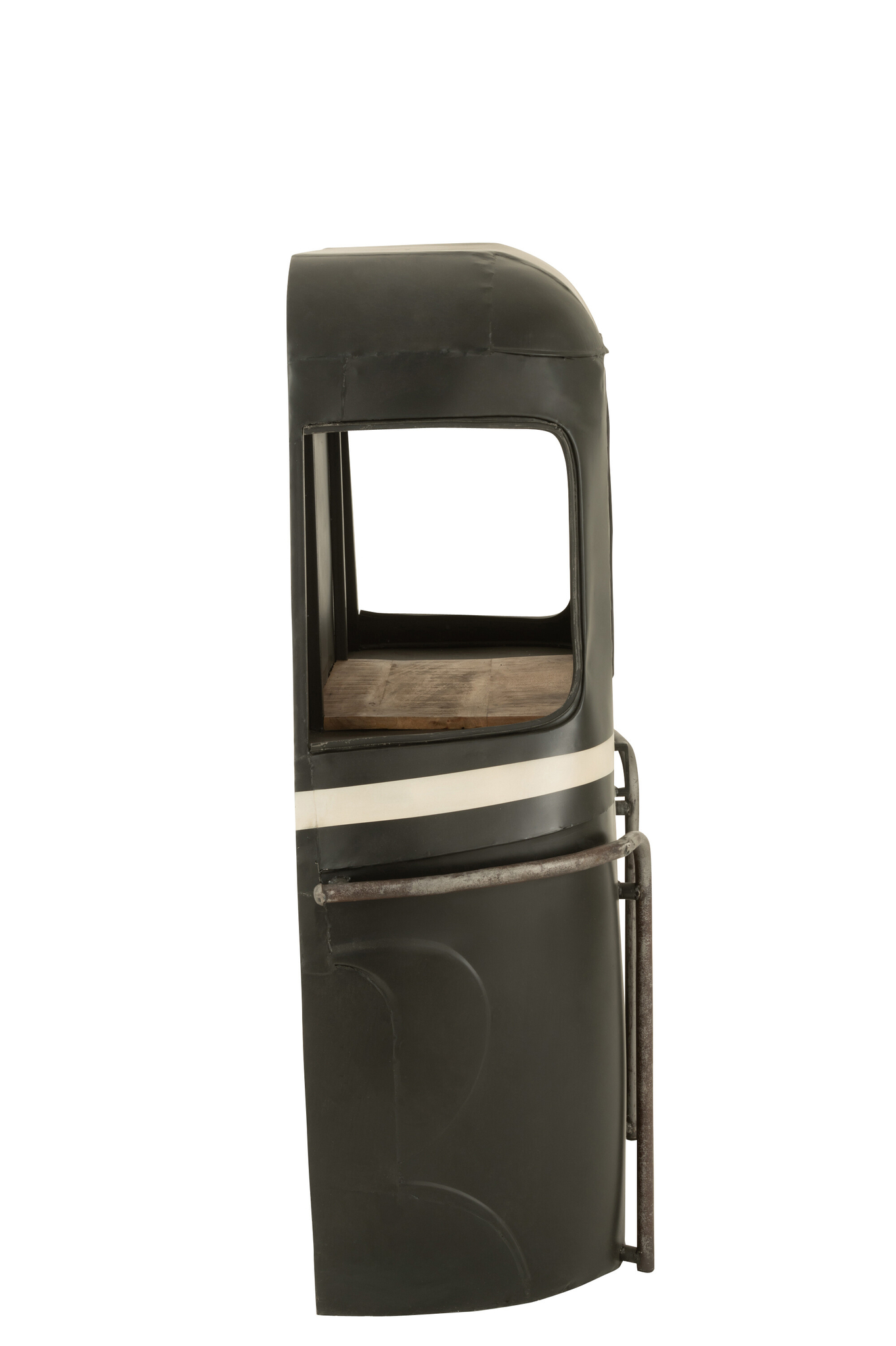 Bar- und Getränkeschrank aus Fichtenholz und Metall in Natur und Schwarz – Bild 6