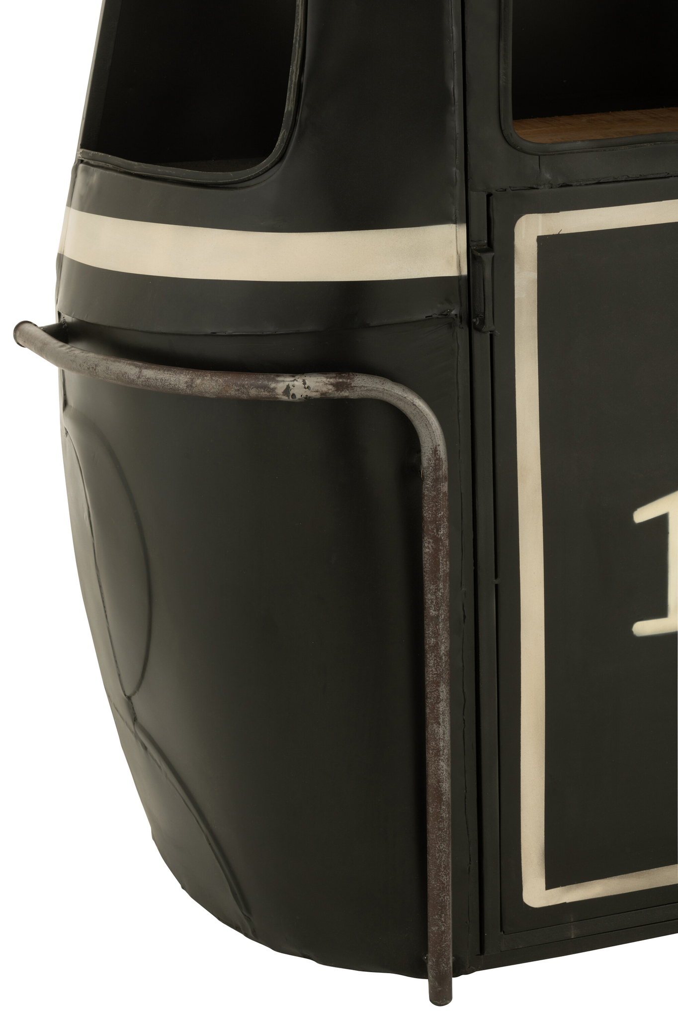 Bar- und Getränkeschrank aus Fichtenholz und Metall in Natur und Schwarz – Bild 8