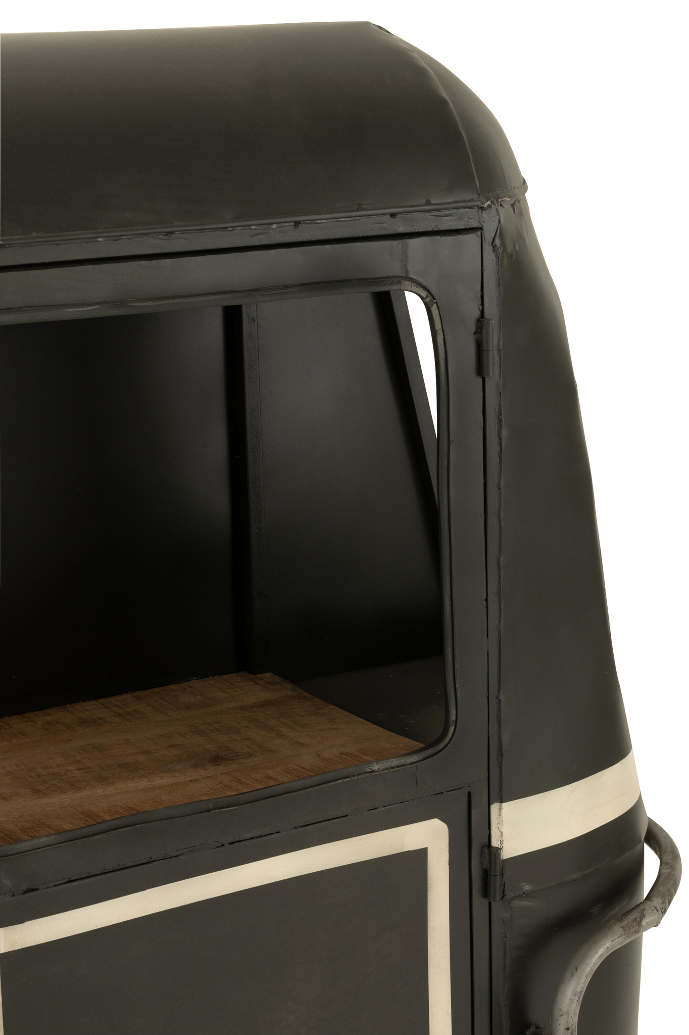 Bar- und Getränkeschrank aus Fichtenholz und Metall in Natur und Schwarz – Bild 9