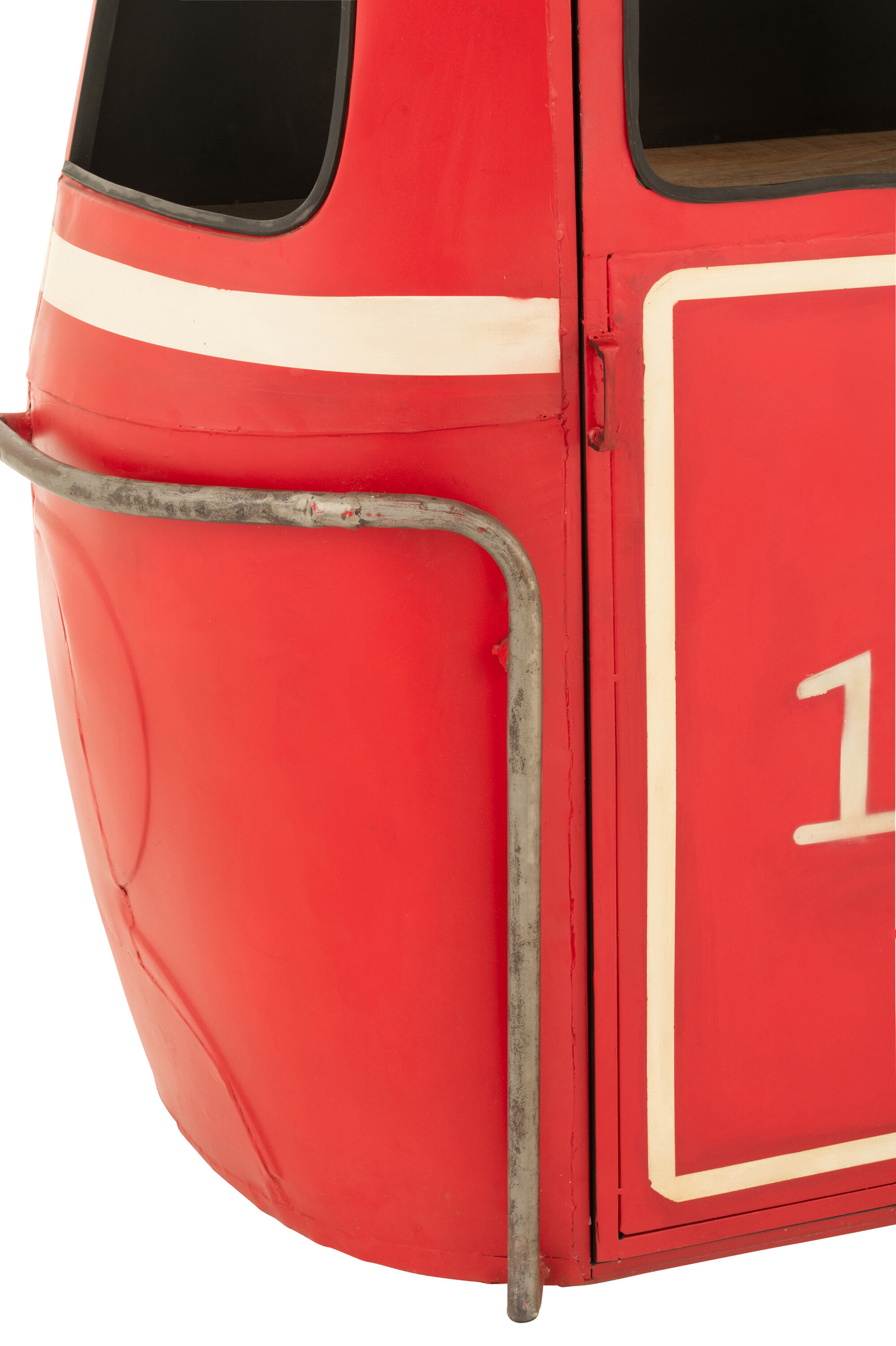 Bar-Schrank Cable Car aus Eisen und Mangoholz in Rot und Weiß – Bild 6