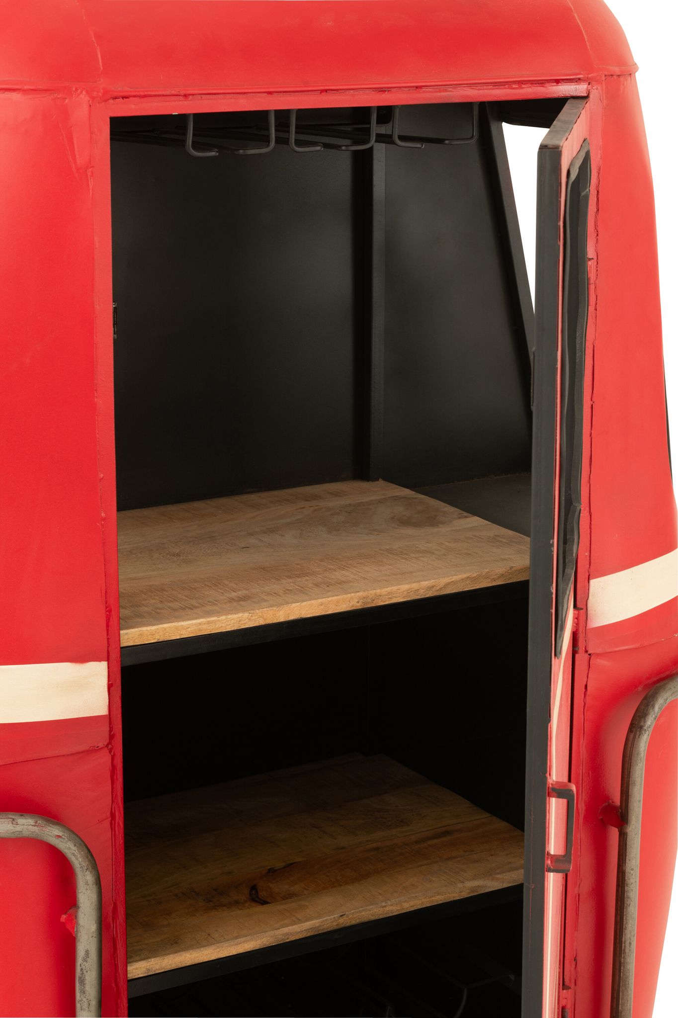 Bar-Schrank Cable Car aus Eisen und Mangoholz in Rot und Weiß – Bild 7