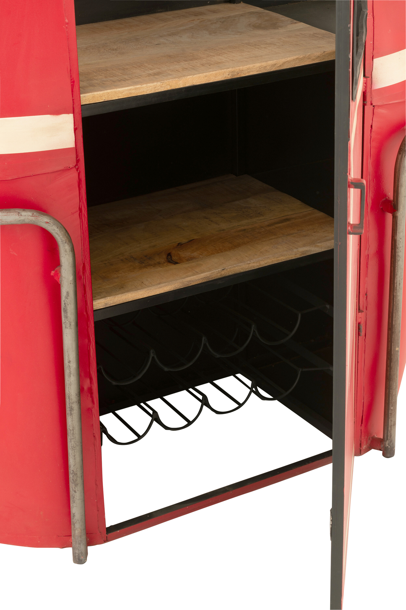 Bar-Schrank Cable Car aus Eisen und Mangoholz in Rot und Weiß – Bild 8