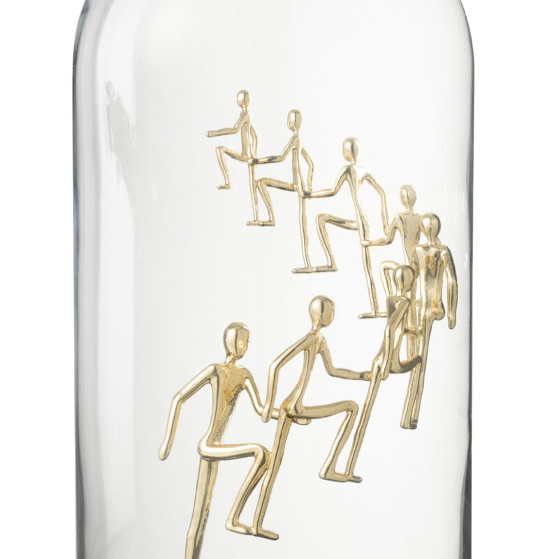 Dekoratives Glockenglas mit kletternden Figuren in Gold