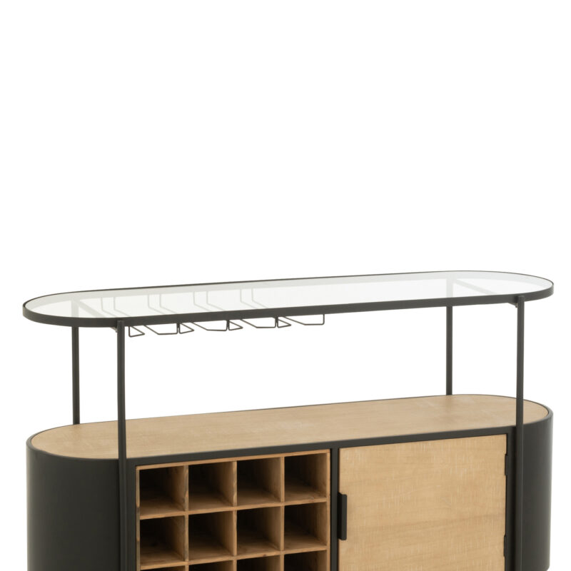 Bar-Schrank Bya aus Eisen in Natur und Schwarz