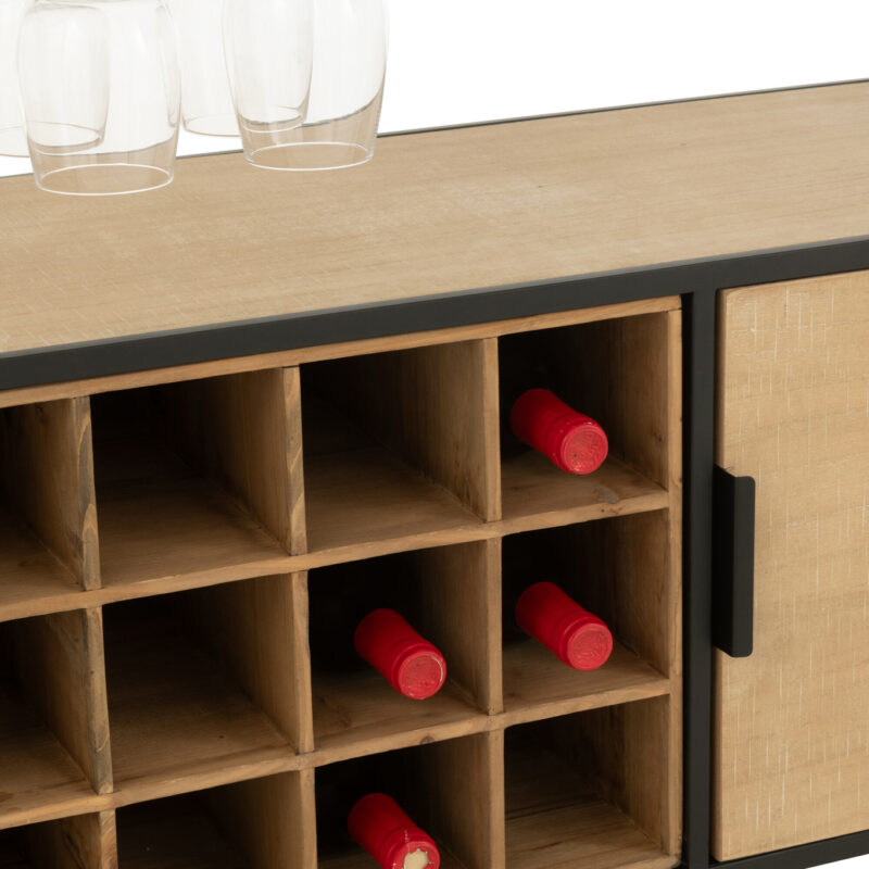 Bar-Schrank Bya aus Eisen in Natur und Schwarz