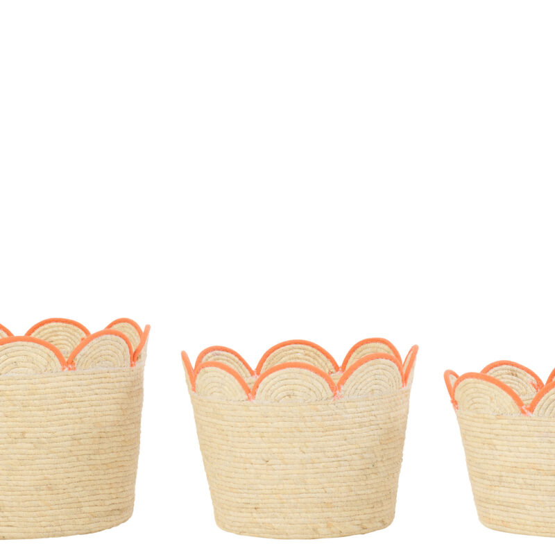 Elegantes Dekorationsset aus Korbblumen in Natur und Orange