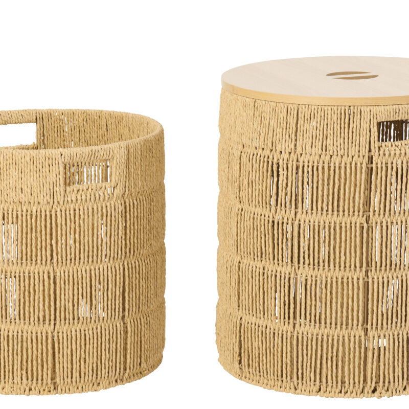 Set aus 2 runden Körben mit Deckel in Natur