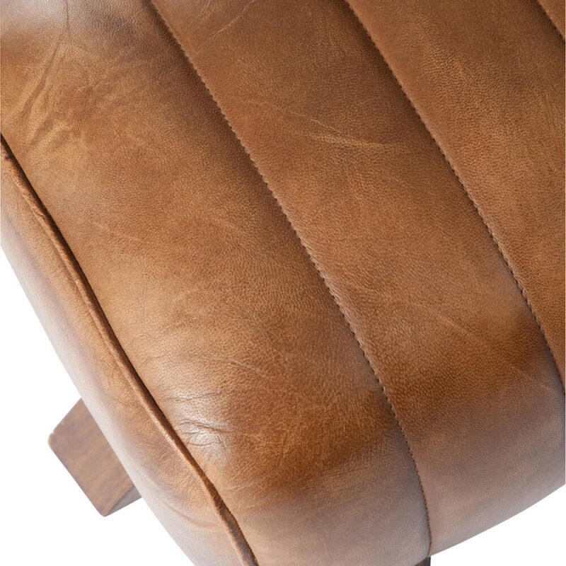 Fitnessbank aus Sheeshamholz mit Lederbezug in Cognac