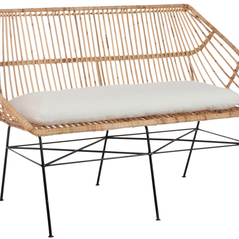 Terrassenbank aus Rattan mit komfortablem Sitzkissen