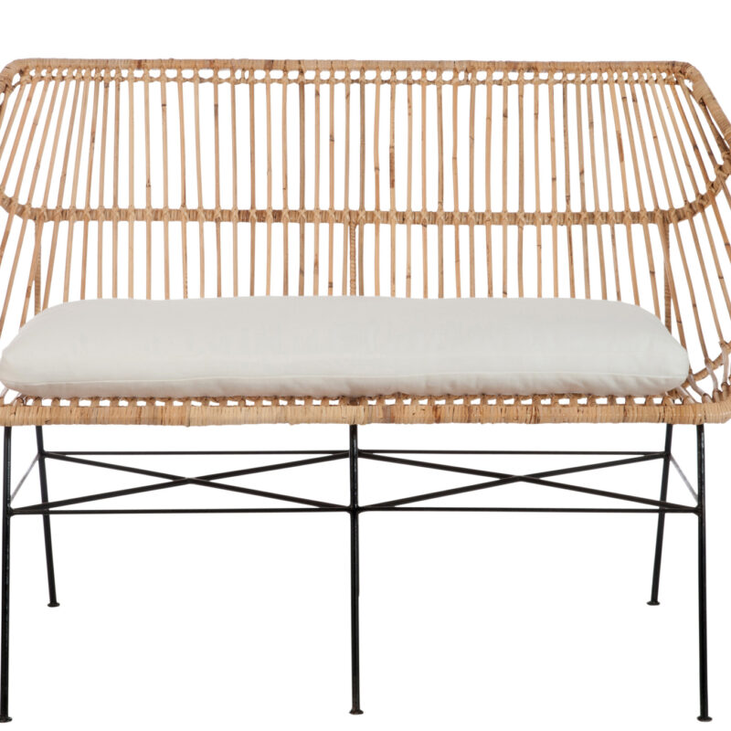 Terrassenbank aus Rattan mit komfortablem Sitzkissen