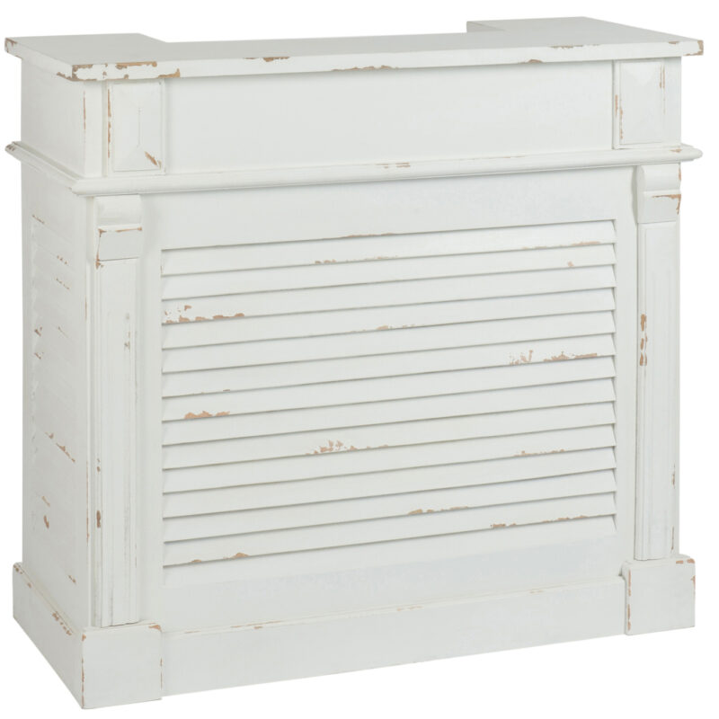 Bar-Sideboard aus Eukalyptusholz in Weiß mit zwei Schubladen