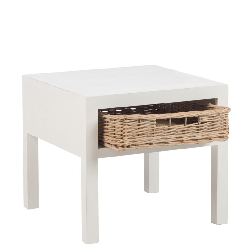 Nachttisch mit Korb aus Paulownia-Holz und MDF