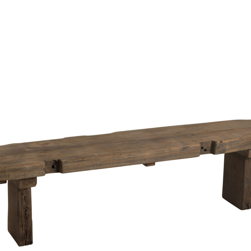 Sitzbank aus recyceltem Holz in rustikalem Braun