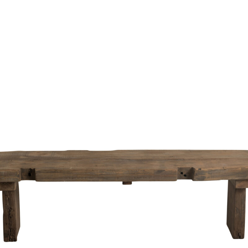 Sitzbank aus recyceltem Holz in rustikalem Braun