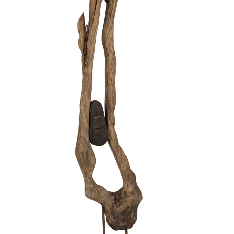 Abstrakte Standskulptur aus Weidenholz in Braun