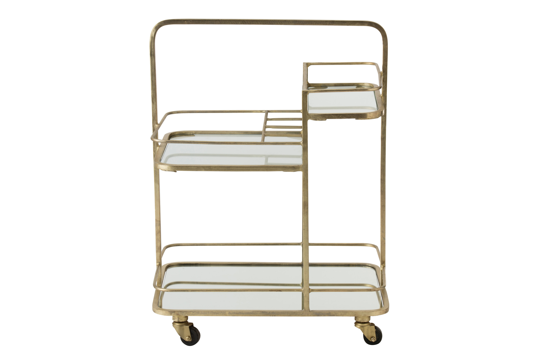 Servierwagen aus goldfarbenem Eisen mit Spiegel- und Glaselementen – Bild 2