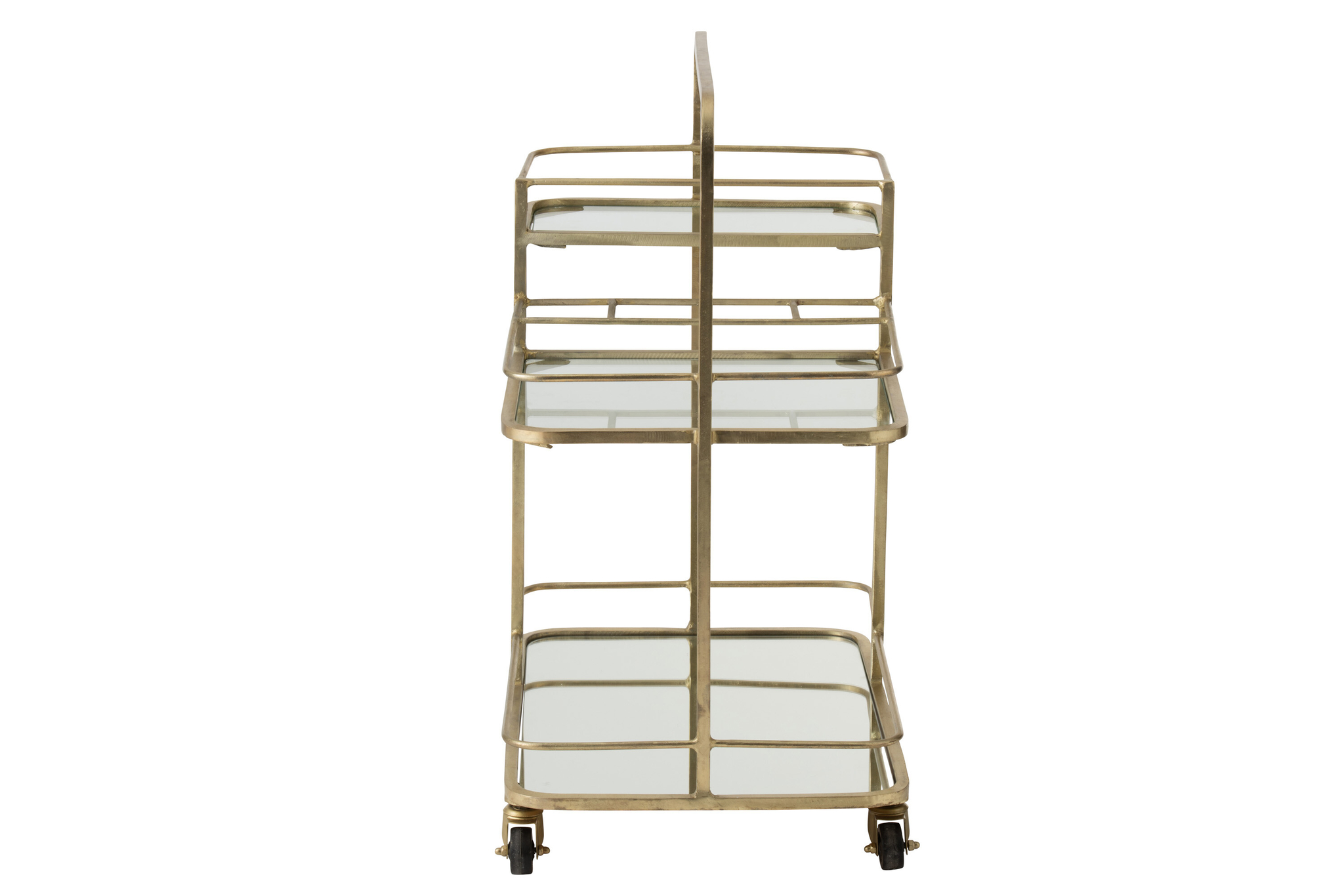 Servierwagen aus goldfarbenem Eisen mit Spiegel- und Glaselementen – Bild 3