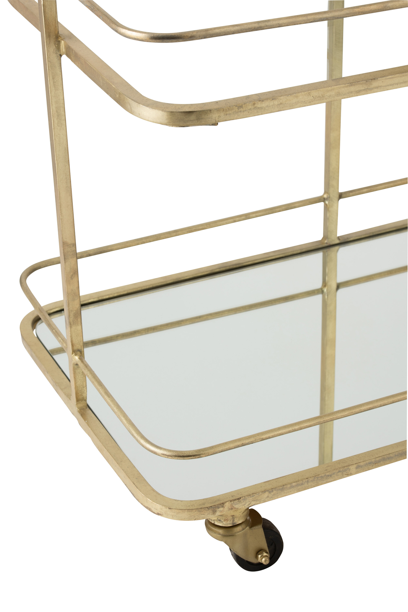 Servierwagen aus goldfarbenem Eisen mit Spiegel- und Glaselementen – Bild 4