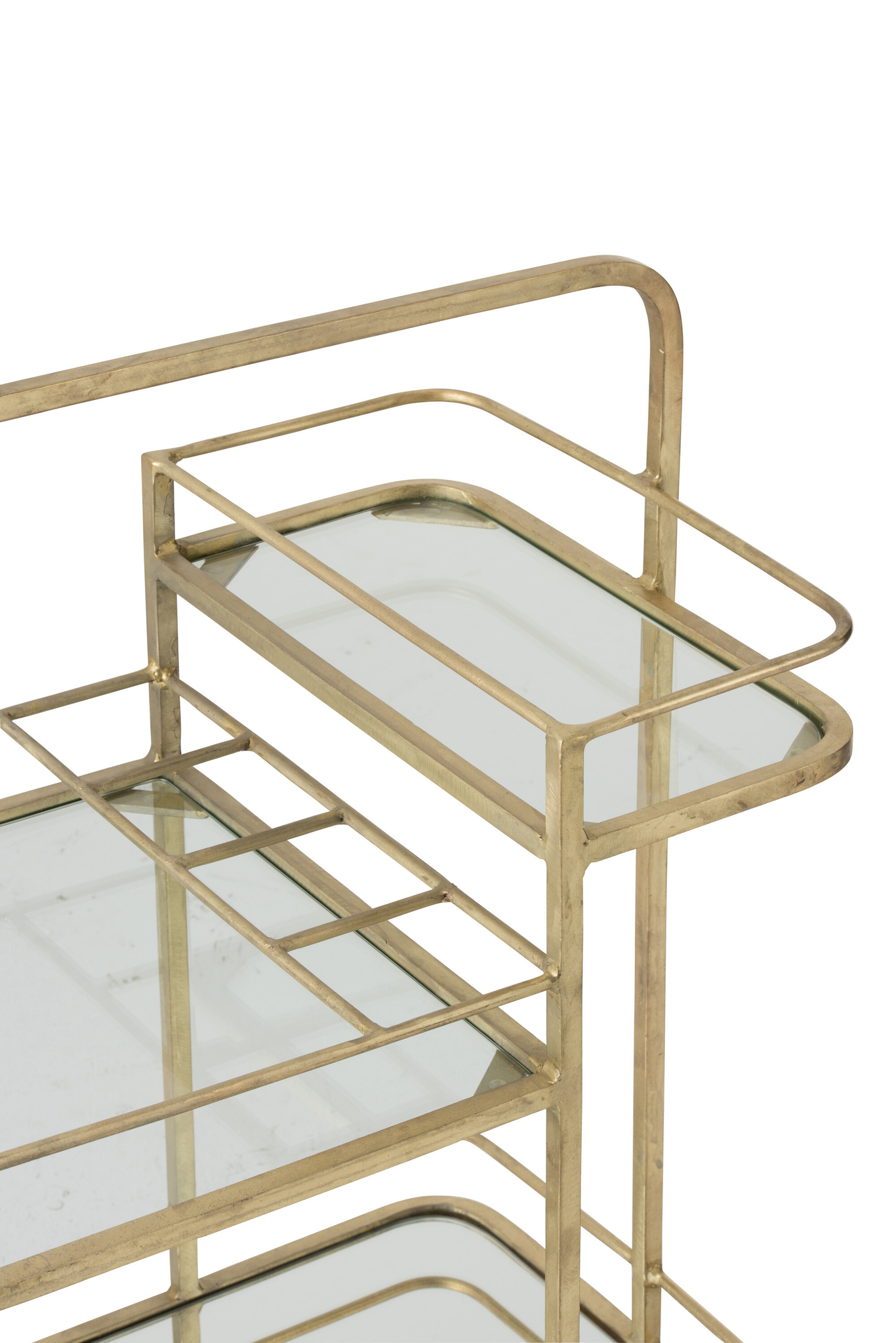 Servierwagen aus goldfarbenem Eisen mit Spiegel- und Glaselementen – Bild 5