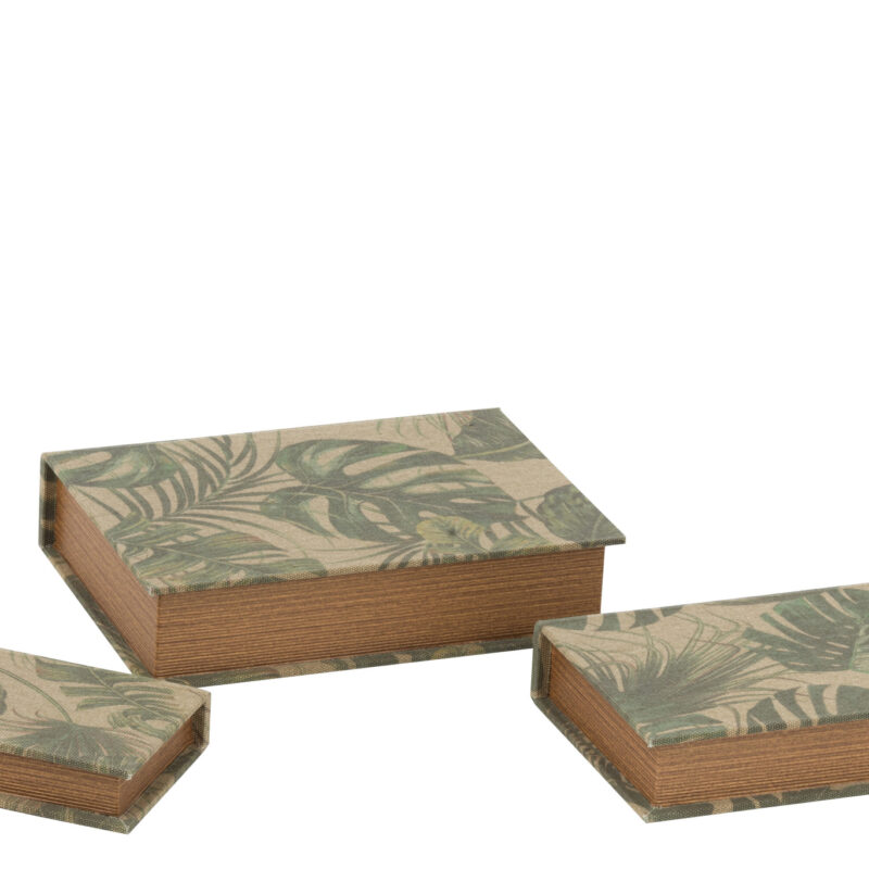 Buchboxen 3er Set Blattmotiv