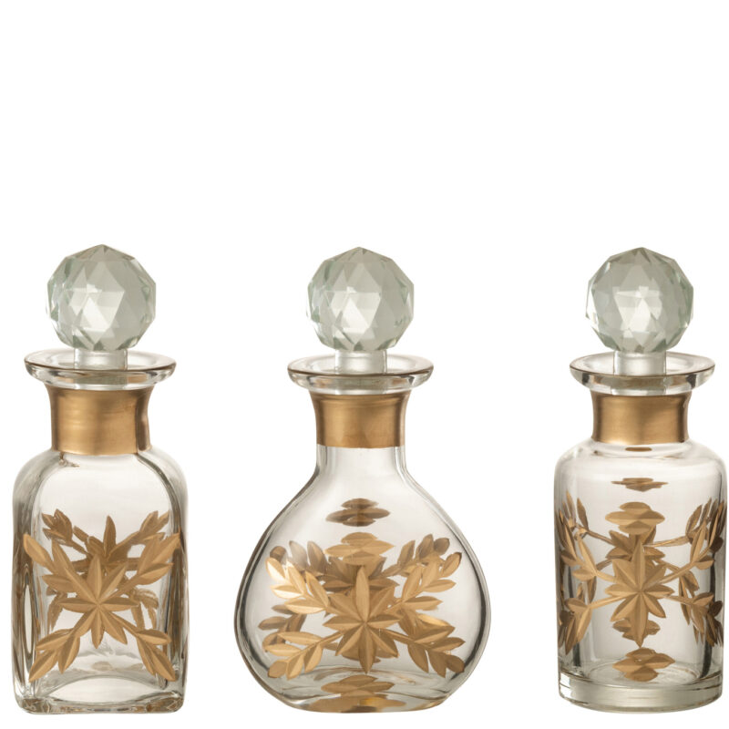 Karafenset Chloe aus Glas mit goldenen Akzenten