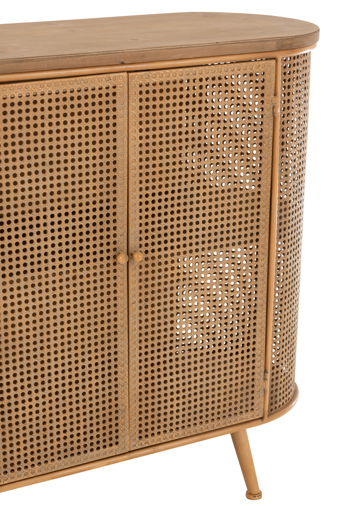 Abgerundeter Kleiderschrank aus Metall und Tannenholz – Bild 6