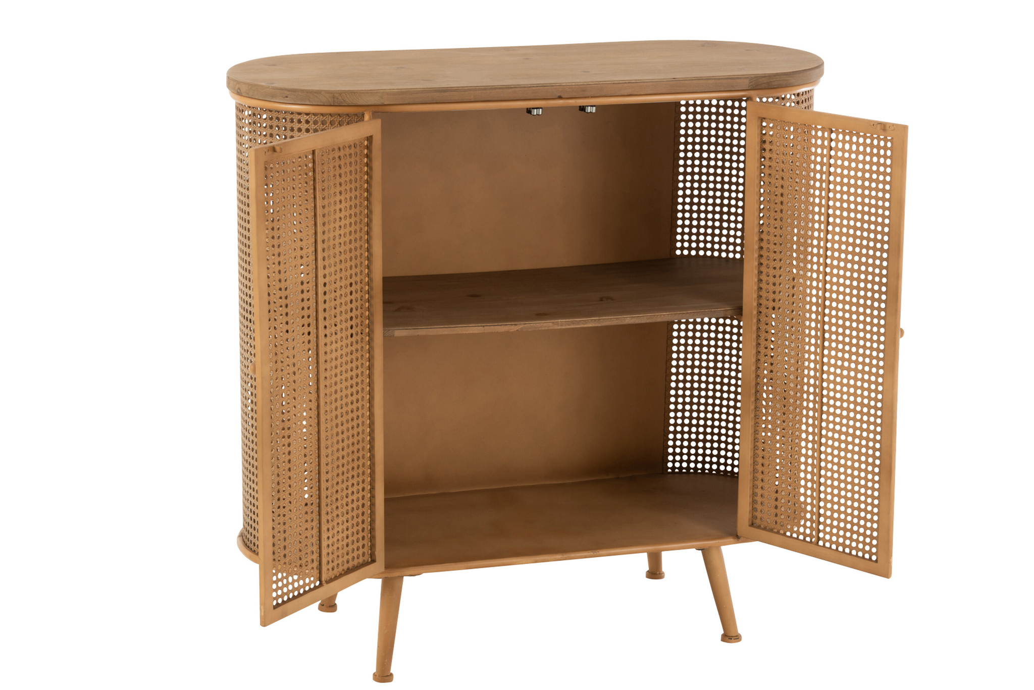 Abgerundeter Kleiderschrank aus Metall und Tannenholz – Bild 8