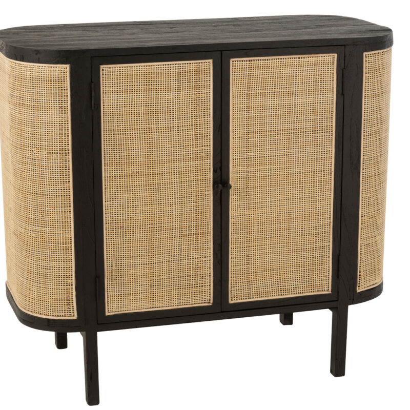 Kleiderschrank Molly aus Holz und Rattan