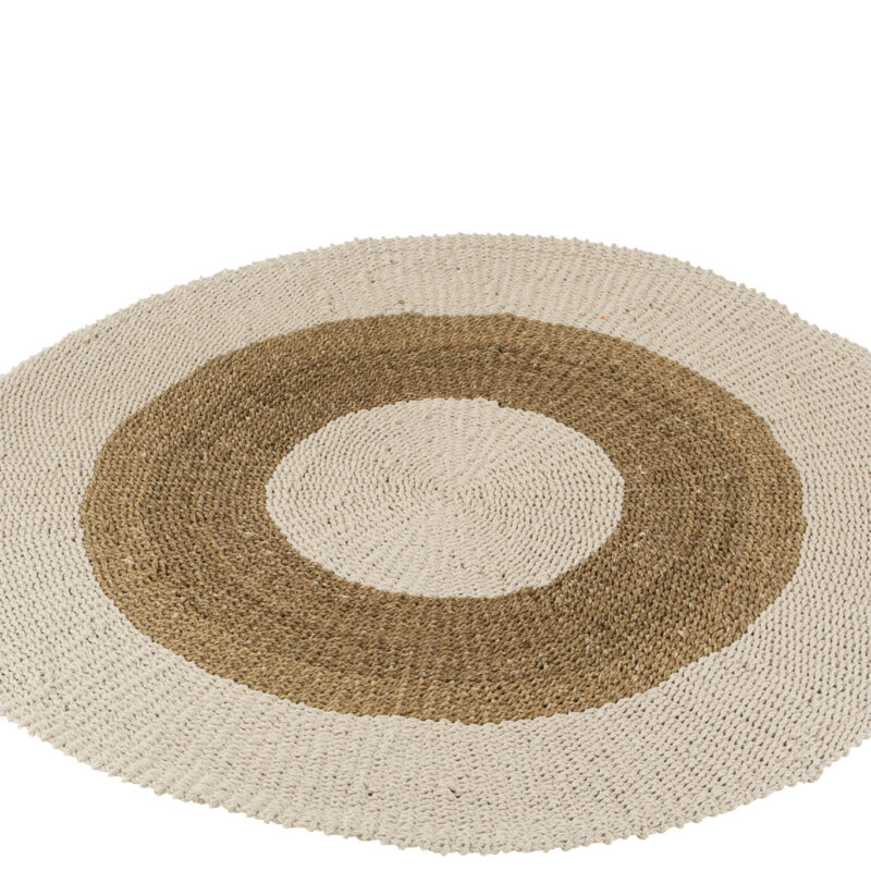 Runder Seegrasteppich in Weiß und Natur