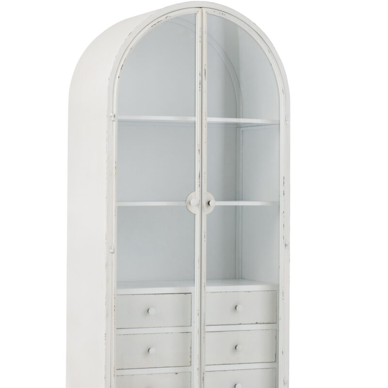 Halbrunder Metallschrank in Weiß