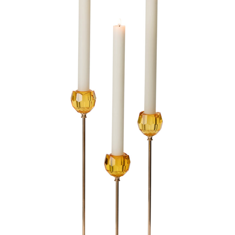 Set aus 3 goldenen Kerzenhaltern