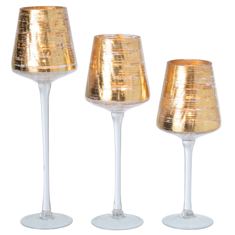 Kerzenhalter Set aus Glas in Gold