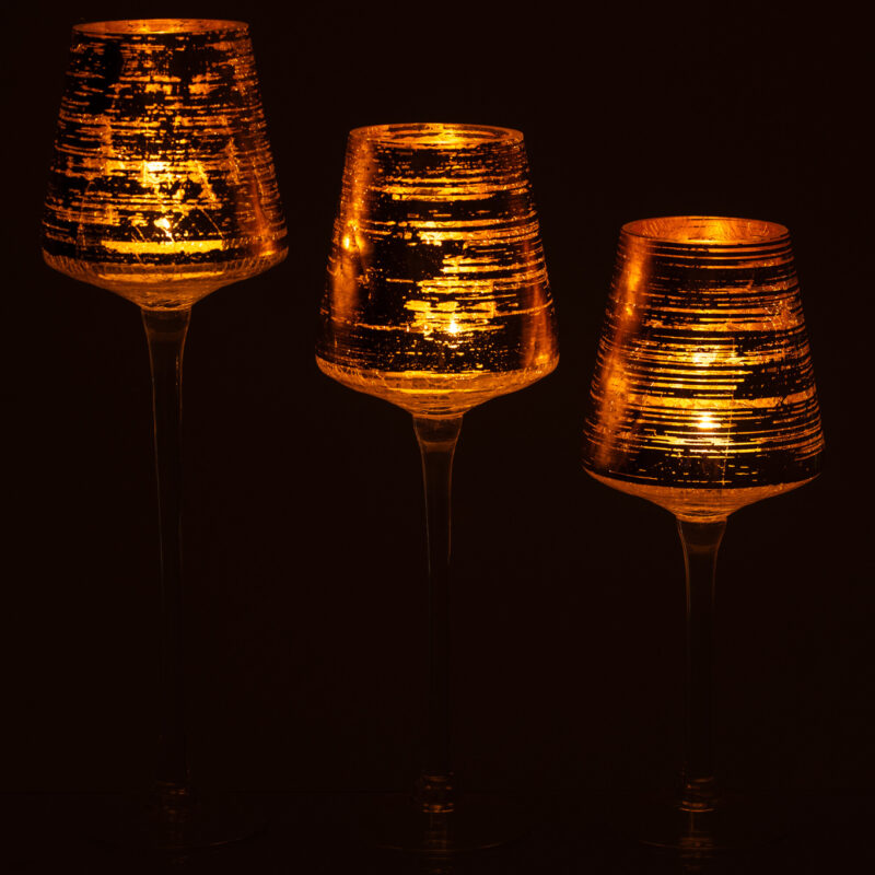Kerzenhalter Set aus Glas in Gold