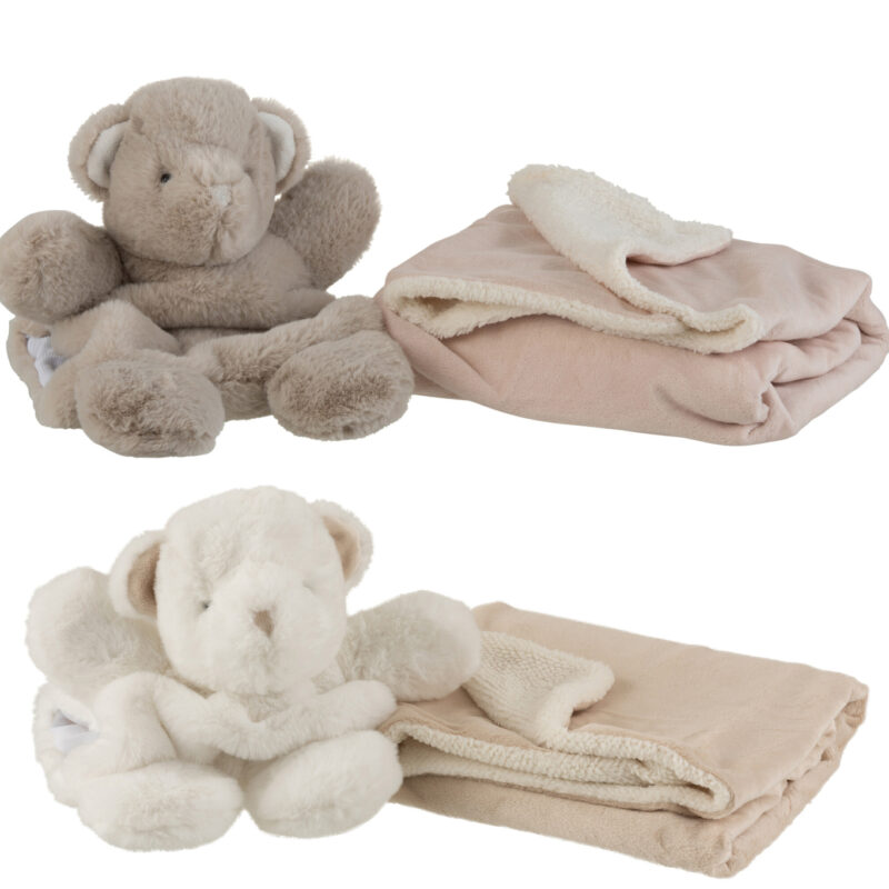 Plüsch-Set 2 Bären mit Decke Weiß/Grau