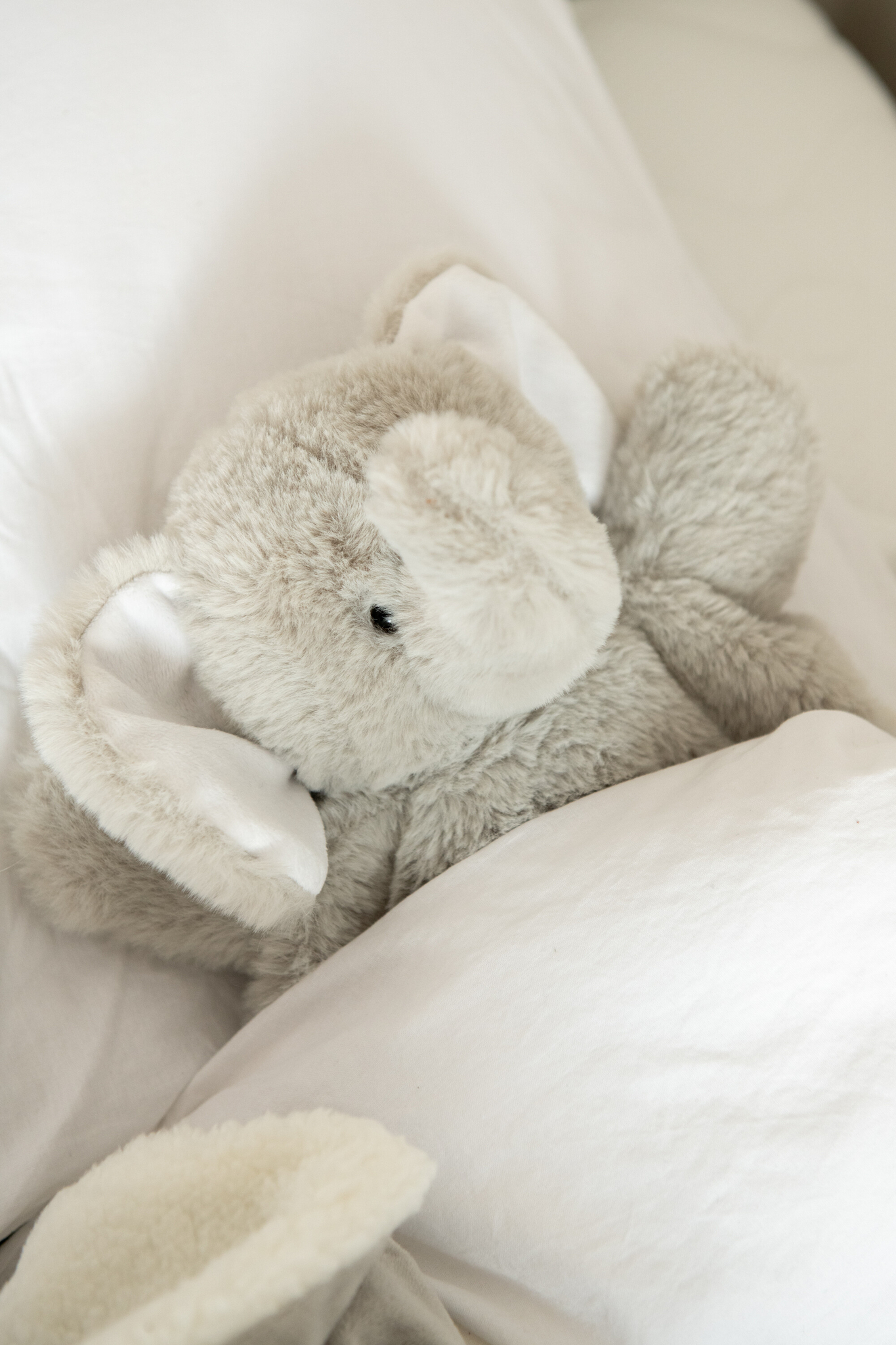 Plüsch-Elefant Grau/Greige mit Decke – Bild 4