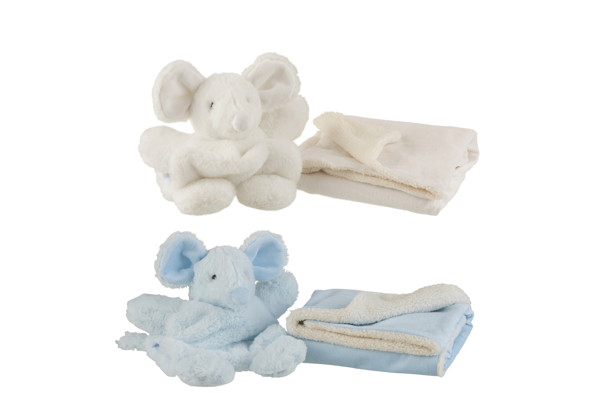 Plüschmaus Set Weiß/Blau mit Decke – Bild 2