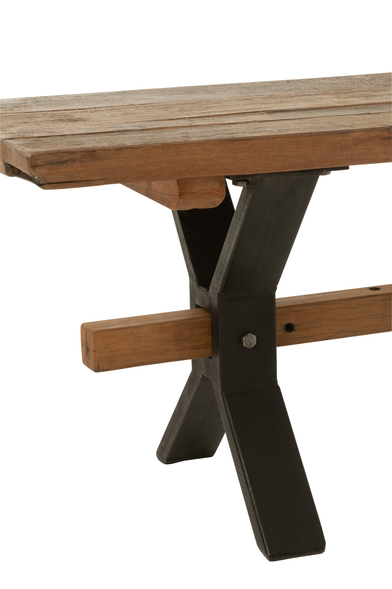 Vintage-Bank aus recyceltem Holz und Metall – Bild 3
