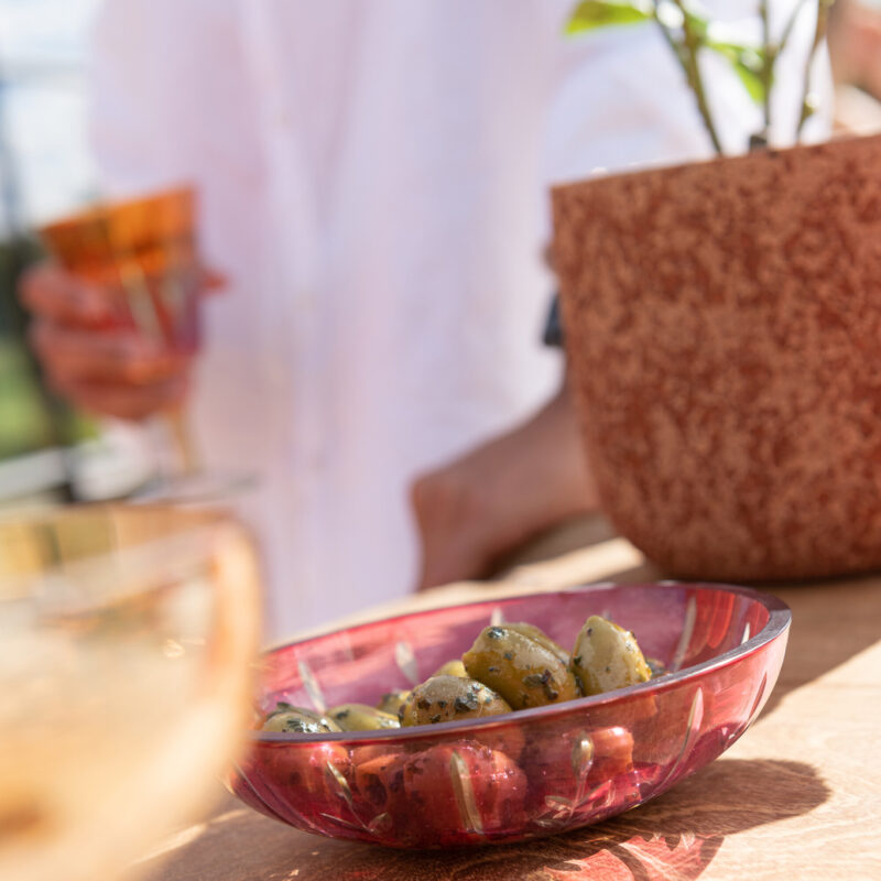 Set 3 Glasschalen Leaves farbig