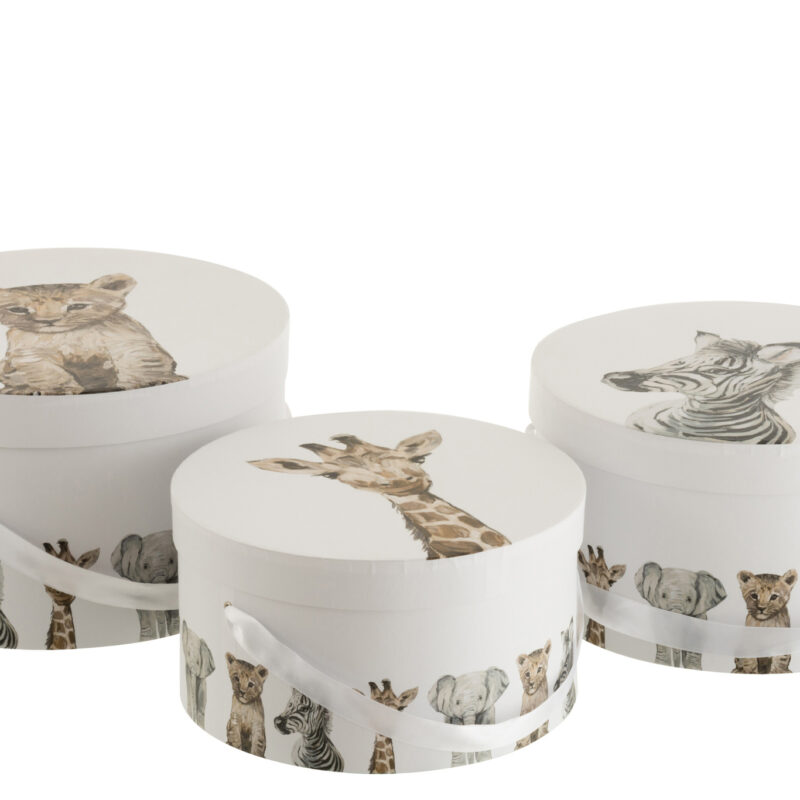 Runde Aufbewahrungsboxen 3er Set Tiermotive
