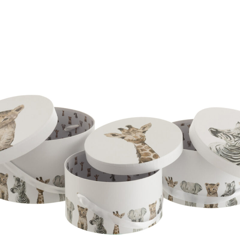 Runde Aufbewahrungsboxen 3er Set Tiermotive