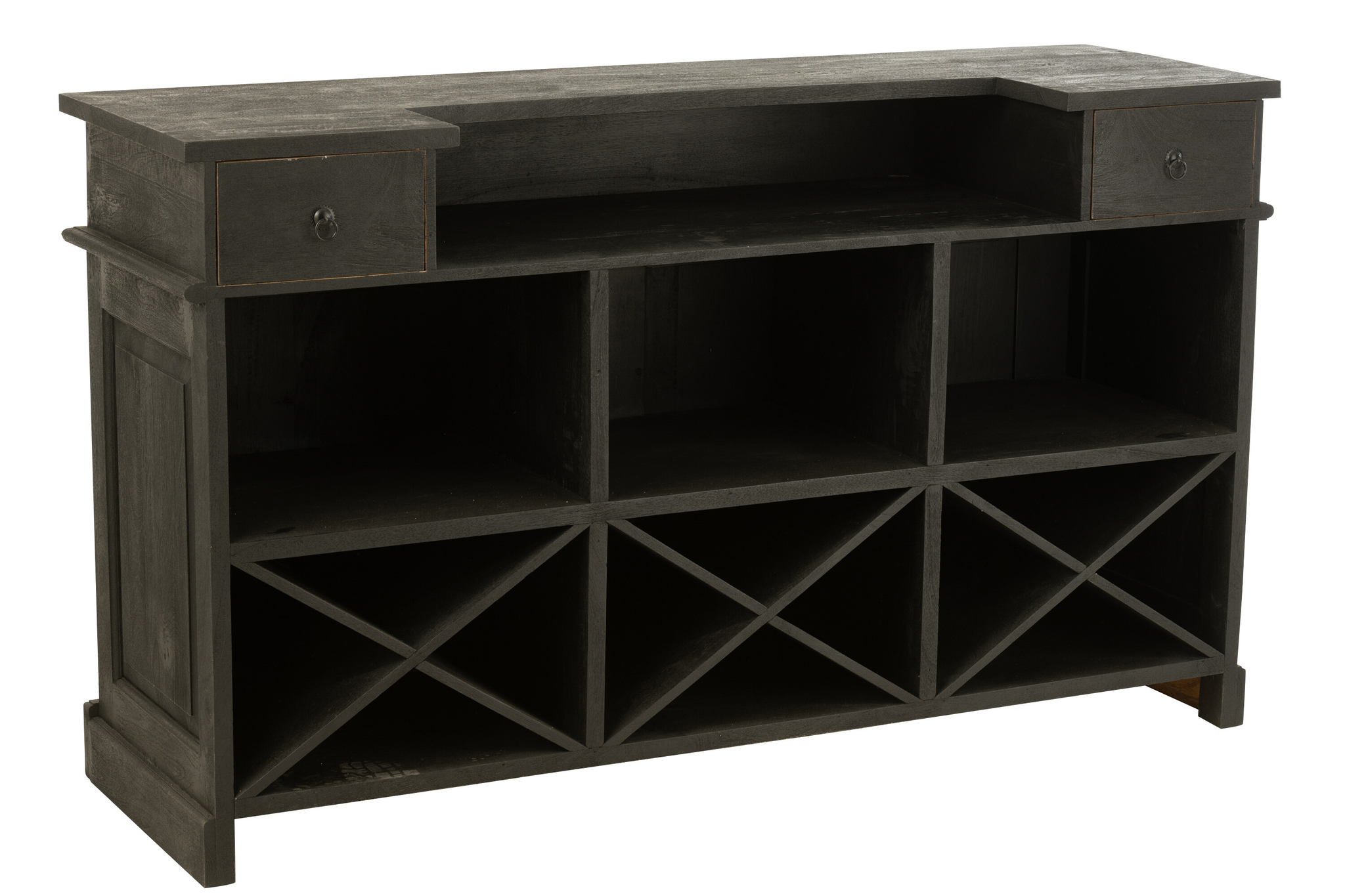 Schwarze Bar aus Mangoholz mit zwei Schubladen – Bild 2