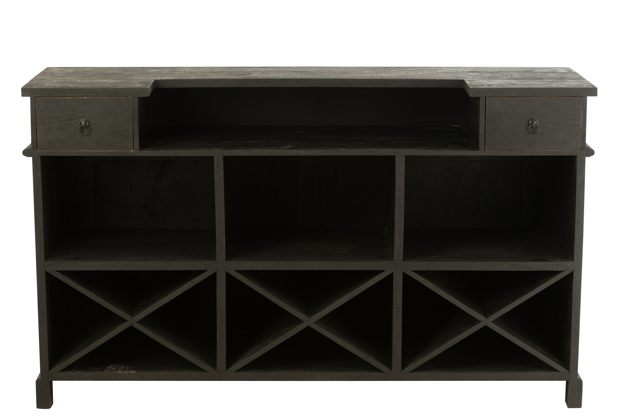 Schwarze Bar aus Mangoholz mit zwei Schubladen – Bild 5
