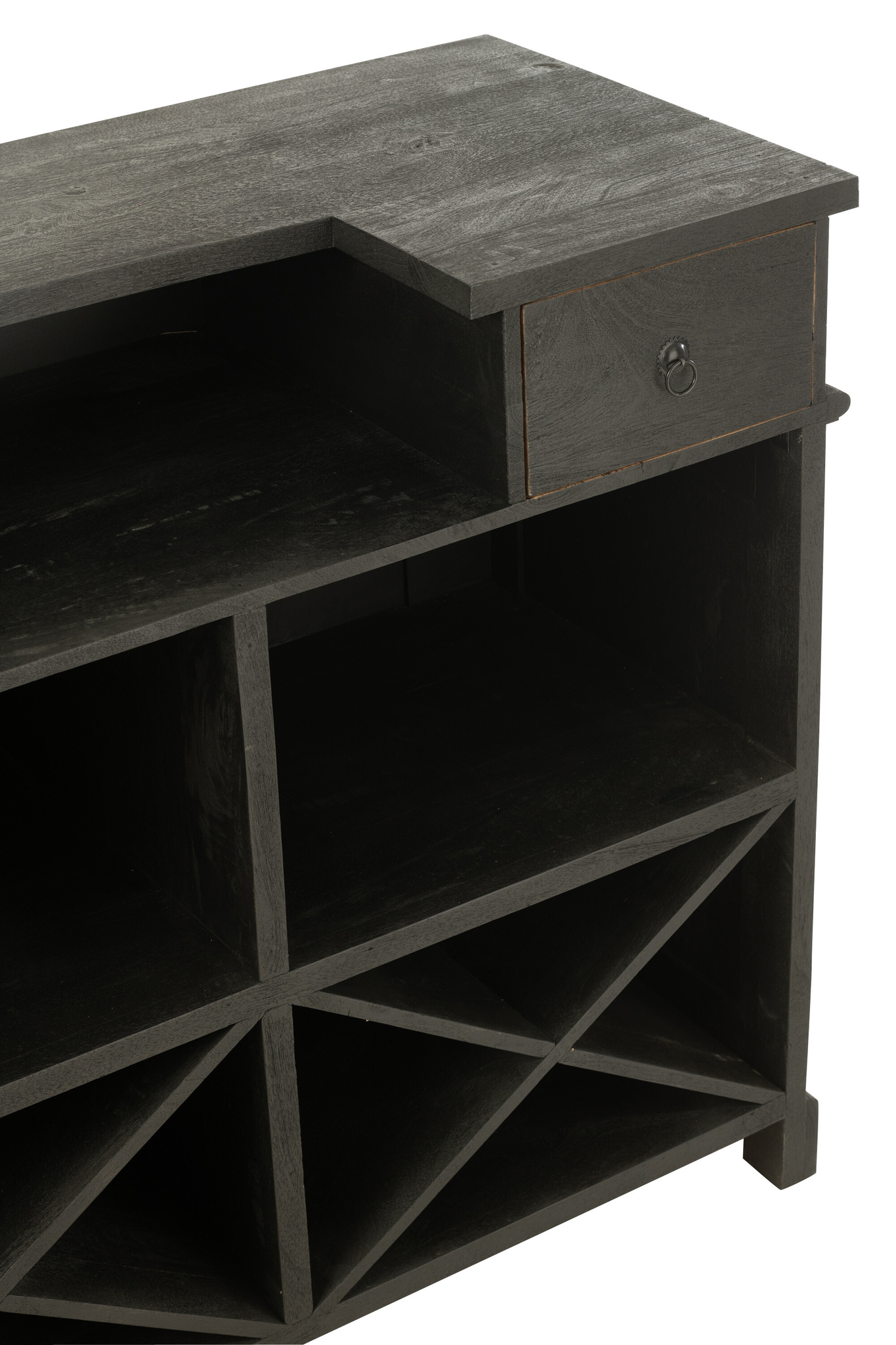 Schwarze Bar aus Mangoholz mit zwei Schubladen – Bild 10
