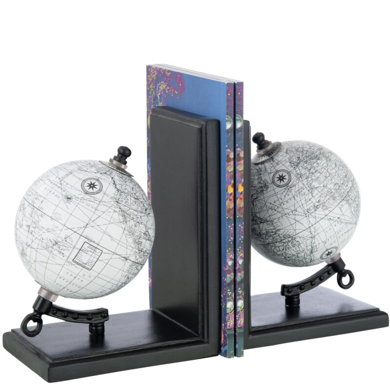 Buchstütze Weltglobus Grau/Schwarz
